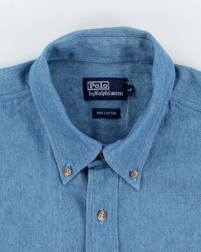Vintage 2000's Ralph Lauren Medium Wash Long Sleeve Denim Shirt - L sold by Rokit product image thumbnail 5