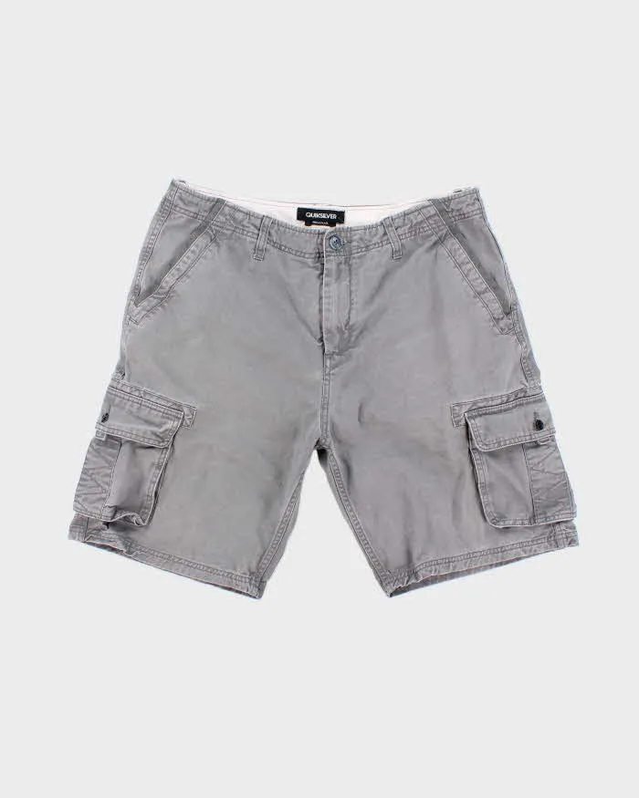 Y2k Quiksilver Grey Cargo Shorts - W36 sold by Rokit