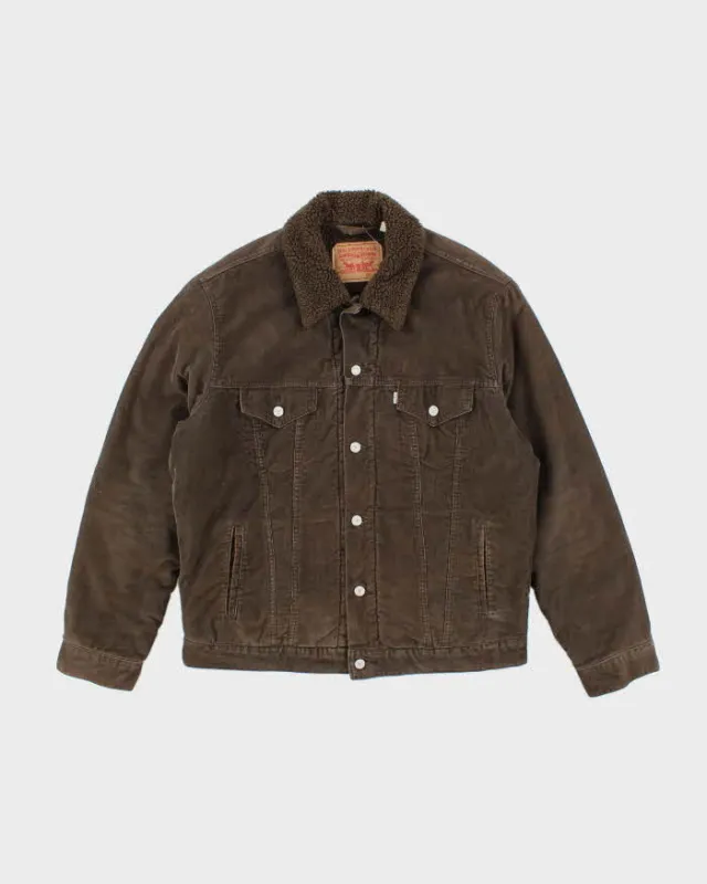 Vintage 00s Levi's White Tab Brown Sherpa Lined Corduroy Jacket - L sold by Rokit
