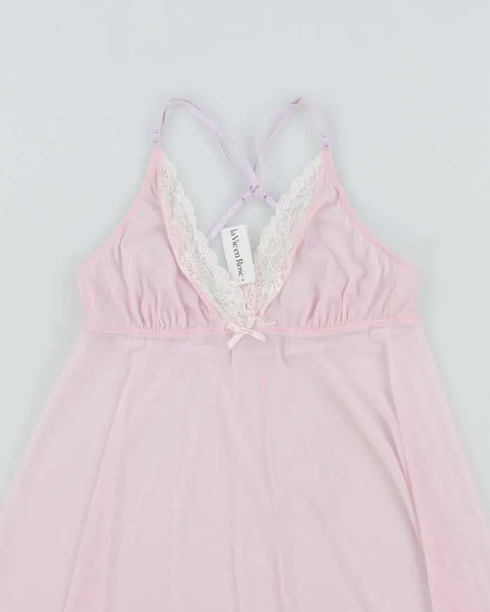 Y2k 00s La Vie En Rose Deadstock Pink Mesh Slip Dress - S sold by Rokit product image thumbnail 3