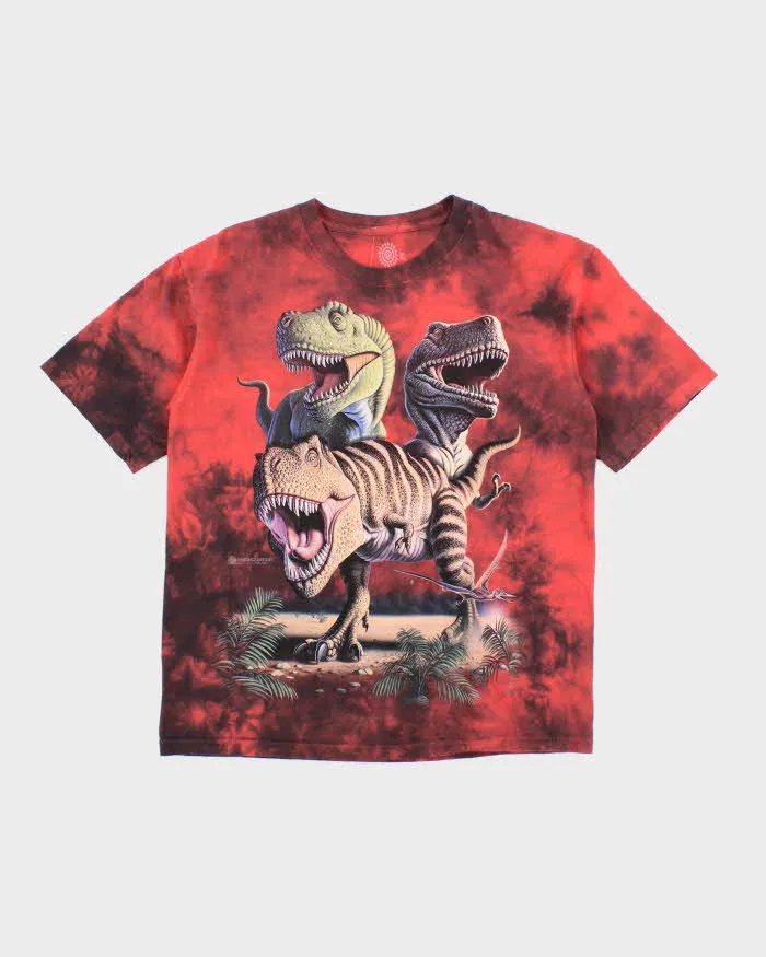 The Mountain Red Tie-Dye Dinosaur Graphic T-Shirt - XL sold by Rokit