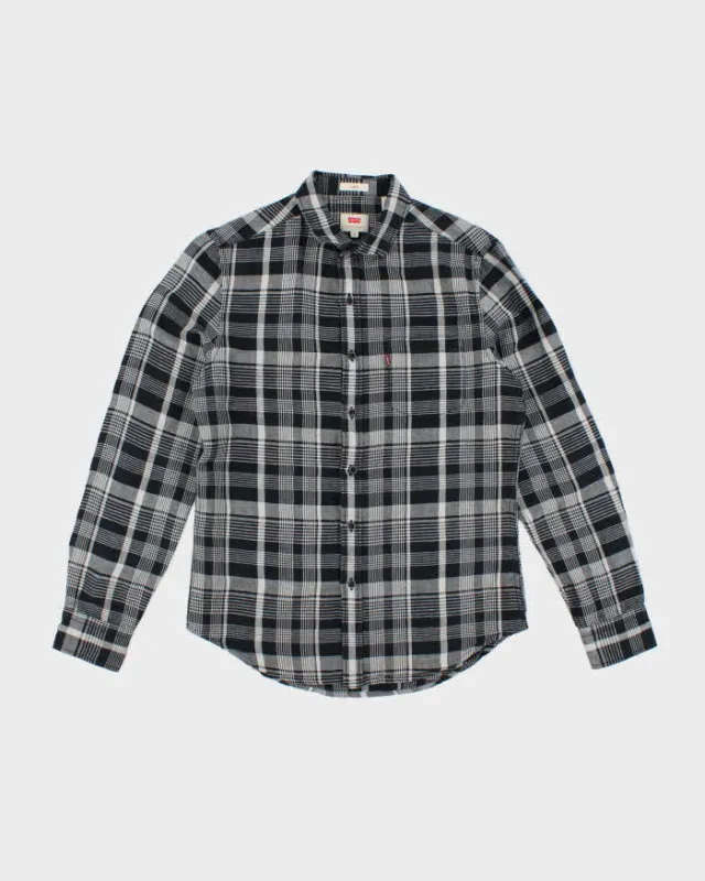 Levi's Navy Check Linen/Cotton Blend Slim Fit Shirt - S sold by Rokit