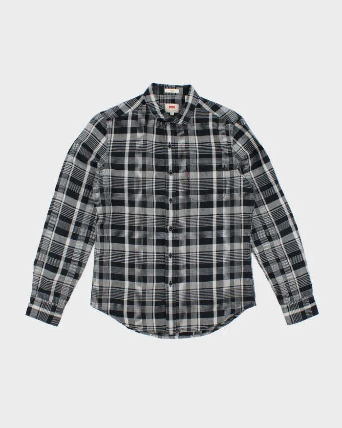 Levi's Navy Check Linen/Cotton Blend Slim Fit Shirt - S sold by Rokit