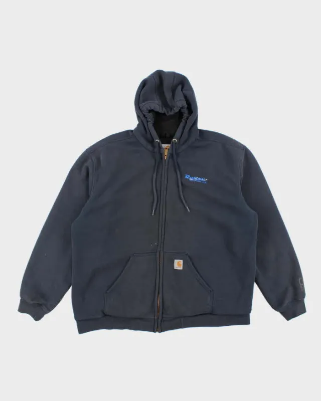 Vintage 00s Carhartt Navy Heavyweight Zip-Up Hoodie - XL made by Carhartt