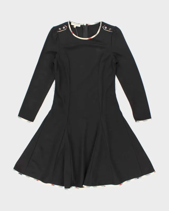 Burberry Black with Tartan Piping Long Sleeved Dress - S sold by Rokit