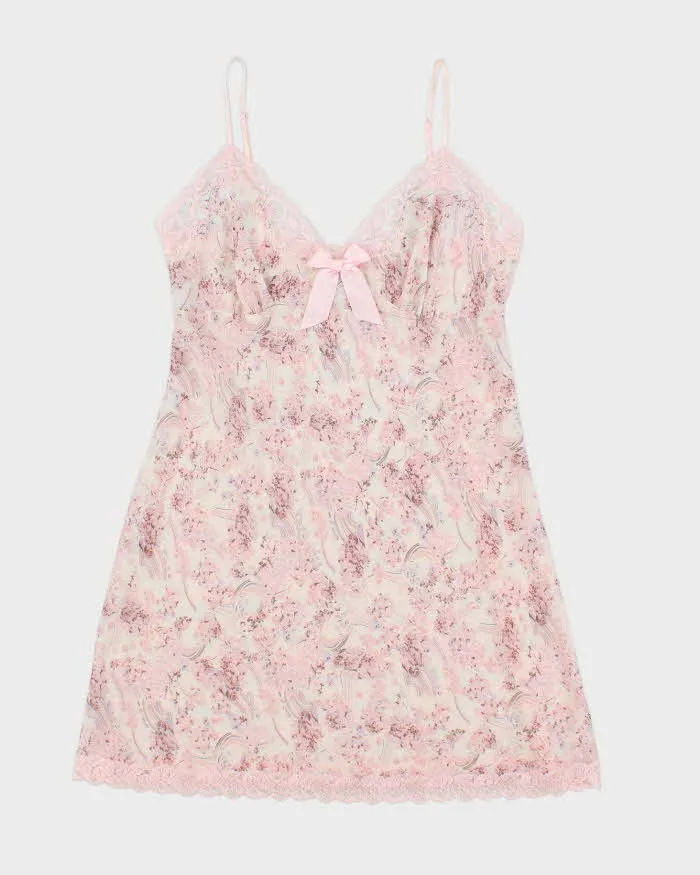 Vintage 90s La Senza Floral Lace Back Slip - L sold by Rokit