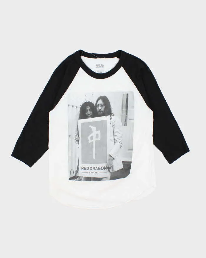 Vintage 2000's Red Dragon Skateboards Yoko & John Graphic Raglan T-Shirt - S sold by Rokit