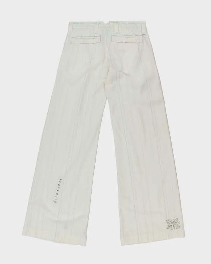 Y2k 00s Roxy Deadstock White Pinstripe Trousers - W28 L33 sold by Rokit product image thumbnail 2