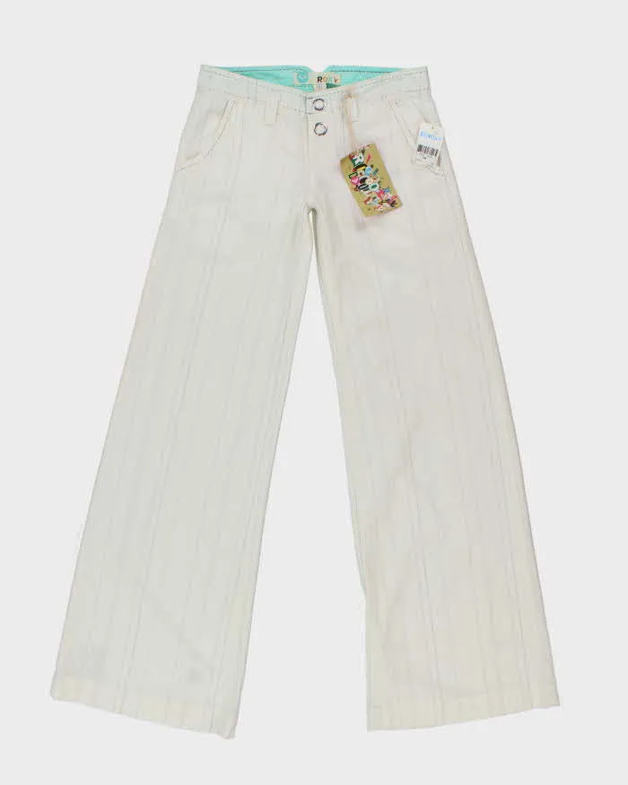 Y2k 00s Roxy Deadstock White Pinstripe Trousers - W28 L33 sold by Rokit