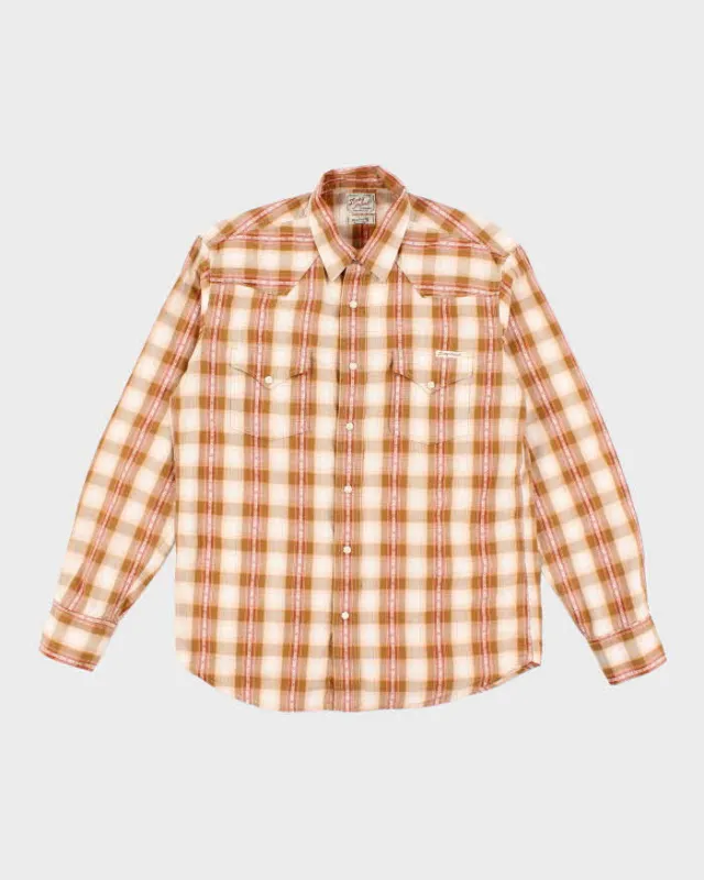 Vintage 90s Lucky Brand Orange Western Shirt - M sold by Rokit