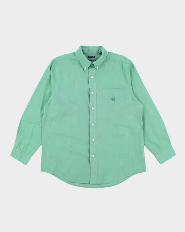 Vintage 90s Chaps Green Long Sleeve Shirt - M sold by Rokit