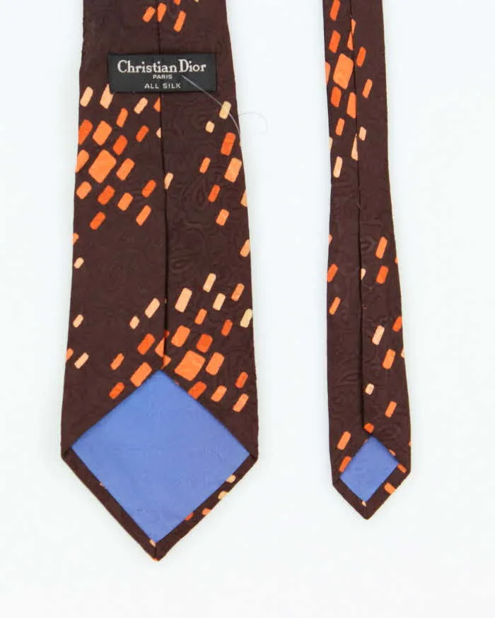 Vintage Christian Dior Brown Patterned Silk Tie sold by Rokit product image thumbnail 2