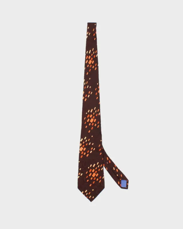 Vintage Christian Dior Brown Patterned Silk Tie sold by Rokit
