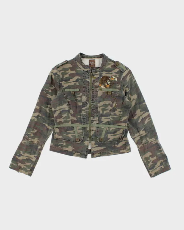 Y2k 00s Sirens Fitted Camouflage Jacket - S sold by Rokit