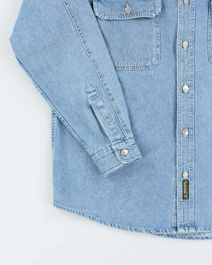 Vintage 90's Timberland Weather Gear Light Wash Denim Shirt - M sold by Rokit product image thumbnail 4