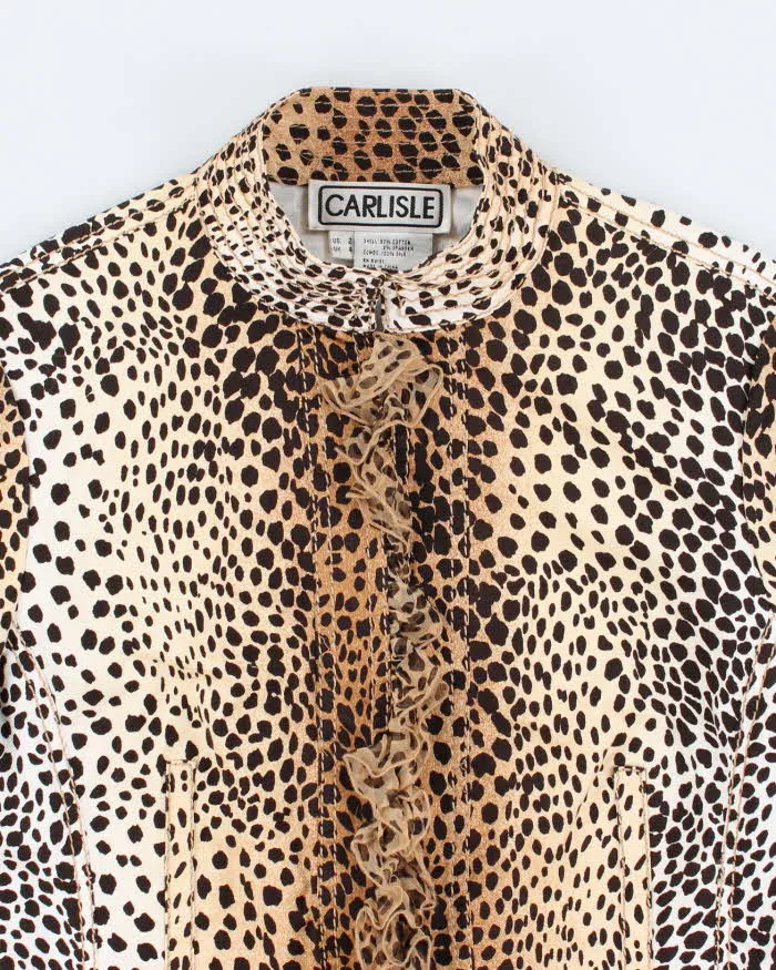 Vintage 90s 00s Carlisile Leopard Print Silk Ruffle Lightweight Jacket - S sold by Rokit product image thumbnail 3