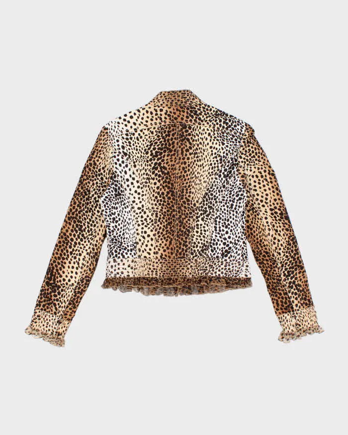 Vintage 90s 00s Carlisile Leopard Print Silk Ruffle Lightweight Jacket - S sold by Rokit product image thumbnail 2