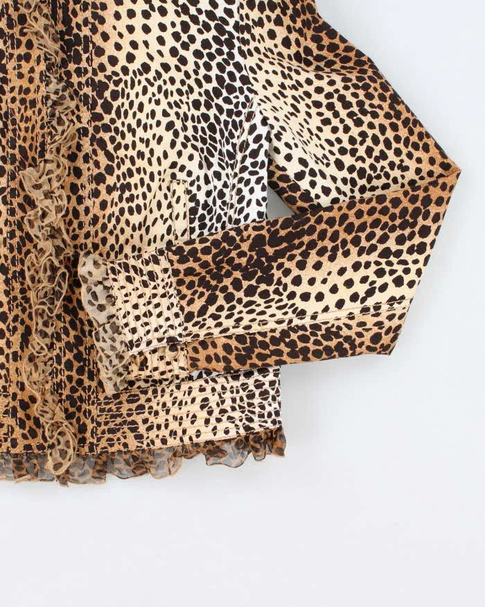 Vintage 90s 00s Carlisile Leopard Print Silk Ruffle Lightweight Jacket - S sold by Rokit product image thumbnail 4