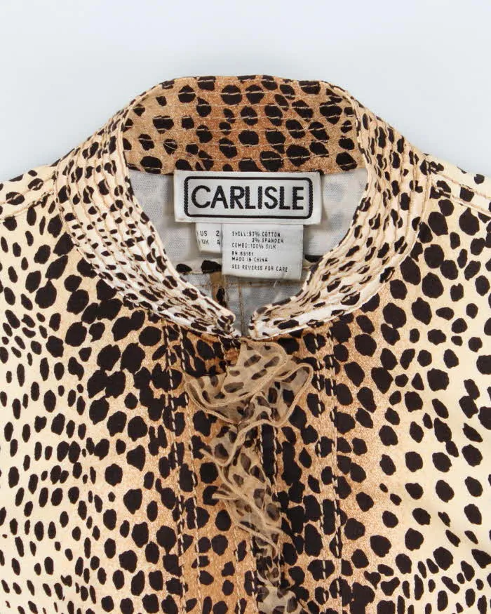 Vintage 90s 00s Carlisile Leopard Print Silk Ruffle Lightweight Jacket - S sold by Rokit product image thumbnail 5