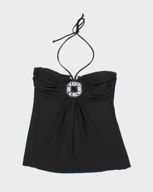 Vintage Y2k 00s Peep Studio Rhinestone Halter Top - M sold by Rokit