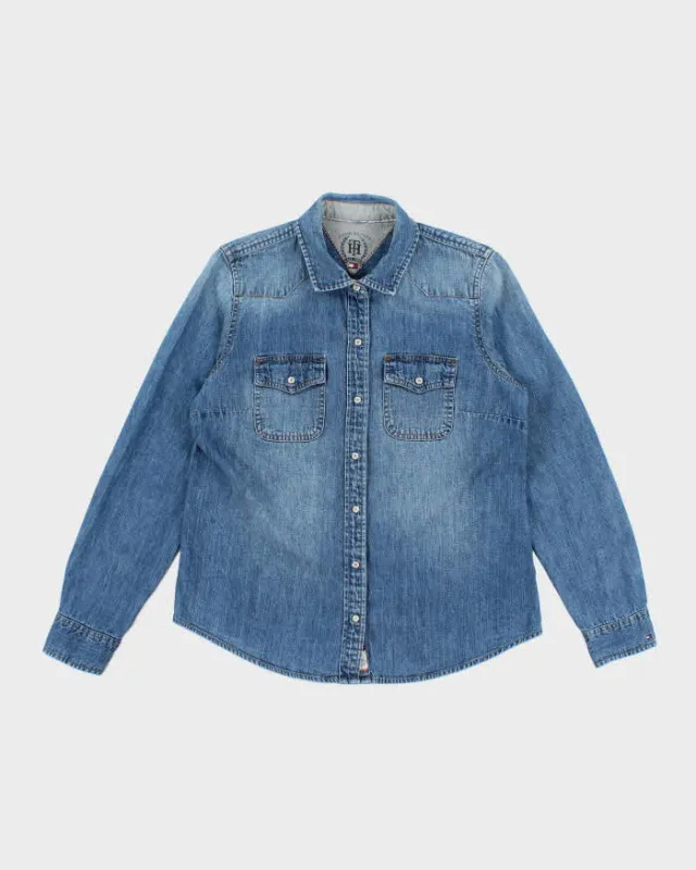 Vintage Tommy Hilfiger Snap Button Medium Wash Denim Shirt - S sold by Rokit