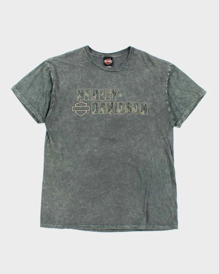 Vintage 2000's Harley Davidson Marble Wash Camo Graphic T-Shirt - XL sold by Rokit