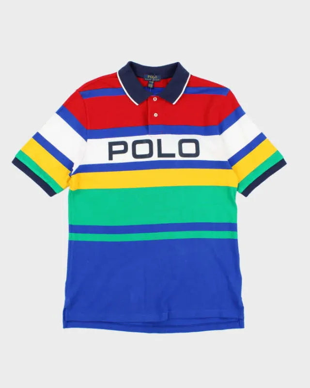Vintage 2000's Ralph Lauren Polo Spell Out Patterned Polo Shirt - XL sold by Rokit