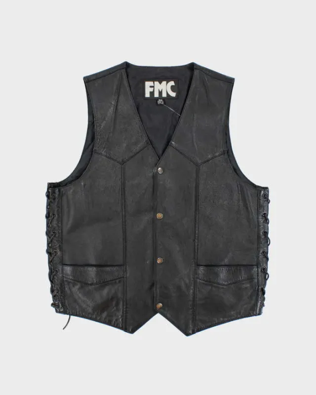 Vintage FMC Leather Lace-up Vest - M sold by Rokit