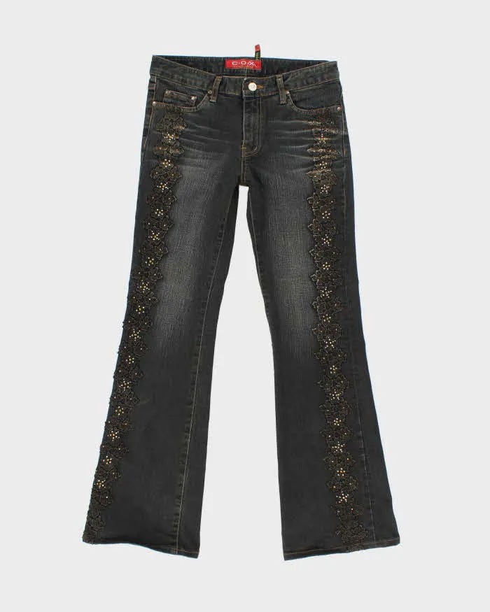 Vintage Y2k 00s C.O.X Embroidered Rhinestone Jeans - W28 L28 sold by Rokit
