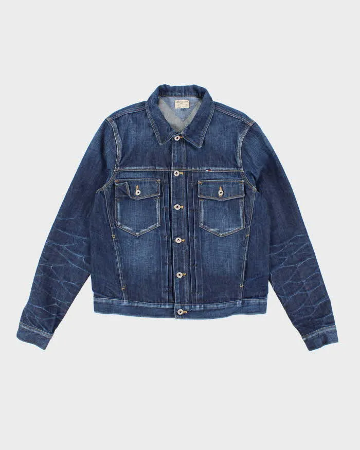 Vintage Y2K Tommy Hilfiger Dark Wash Faded Denim Jacket - L sold by Rokit
