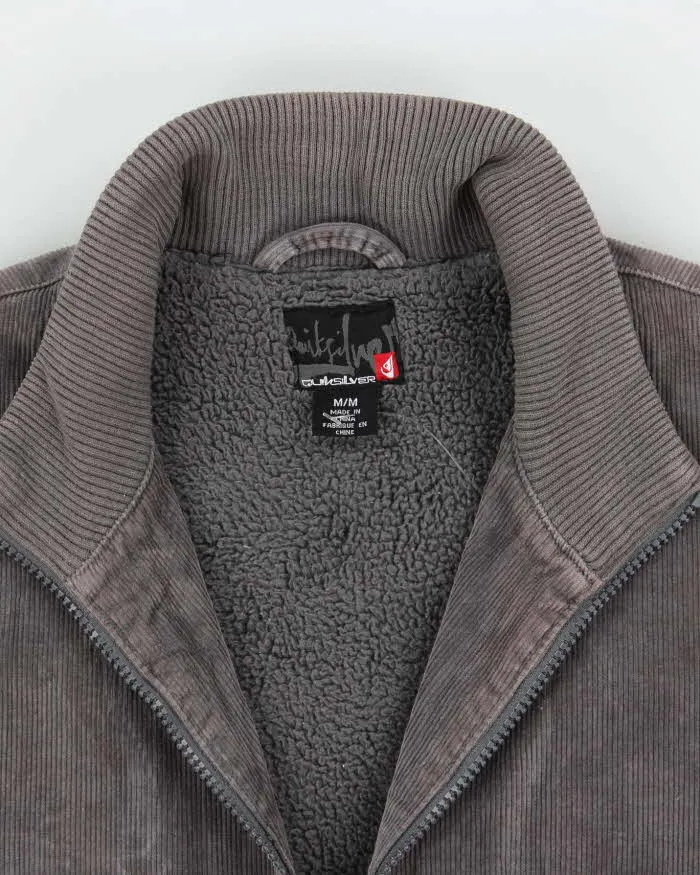 Vintage Y2K Quiksilver Grey Corduroy Bomber Jacket - M sold by Rokit product image thumbnail 5