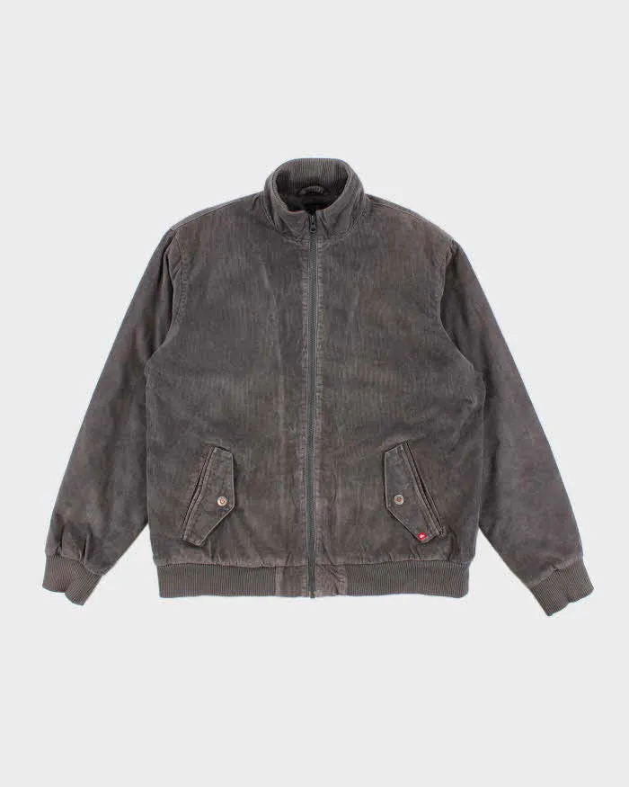 Vintage Y2K Quiksilver Grey Corduroy Bomber Jacket - M sold by Rokit