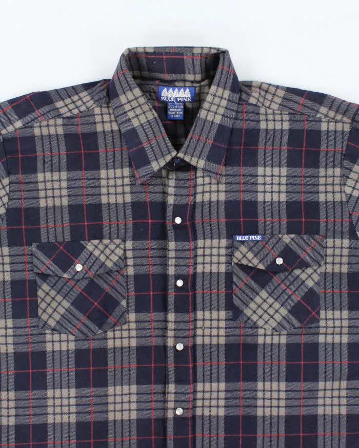 Vintage Blue Pine Oversized Snap Button Western Flannel Shirt - XXL sold by Rokit product image thumbnail 3