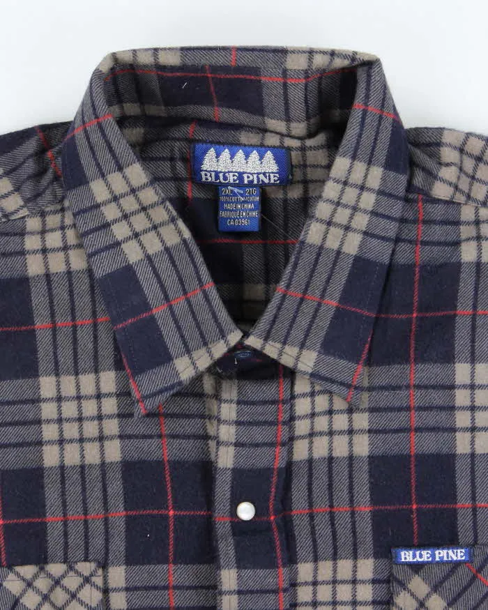 Vintage Blue Pine Oversized Snap Button Western Flannel Shirt - XXL sold by Rokit product image thumbnail 5