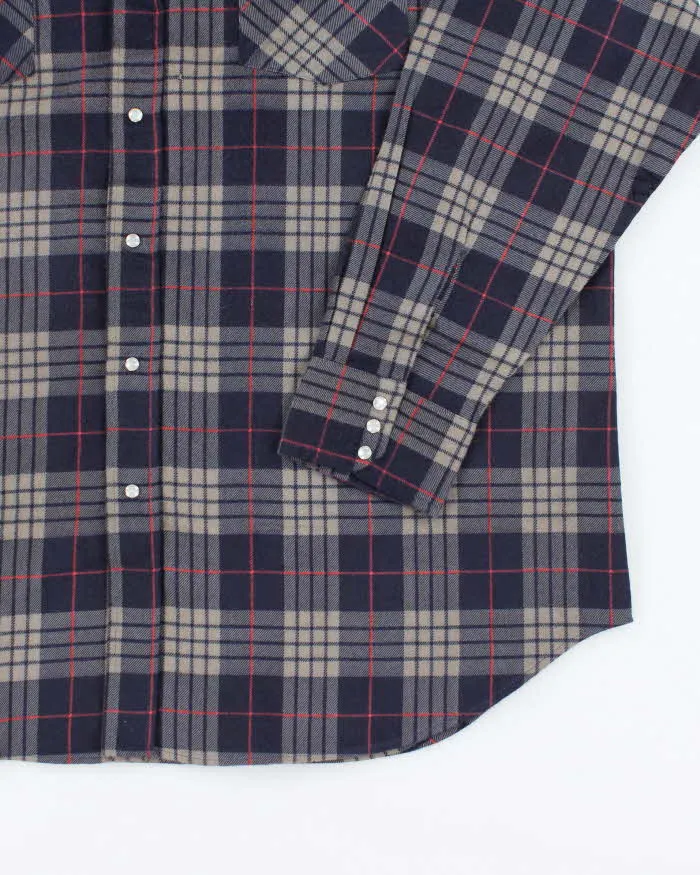 Vintage Blue Pine Oversized Snap Button Western Flannel Shirt - XXL sold by Rokit product image thumbnail 4