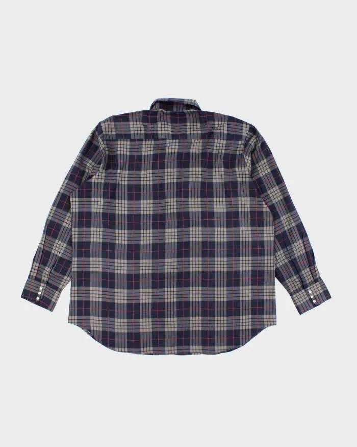 Vintage Blue Pine Oversized Snap Button Western Flannel Shirt - XXL sold by Rokit product image thumbnail 2