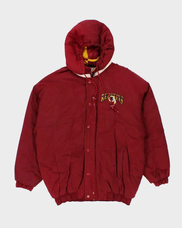 Vintage 90's Washington Red Skins Embroidered Hooded Puffer Jacket - L sold by Rokit