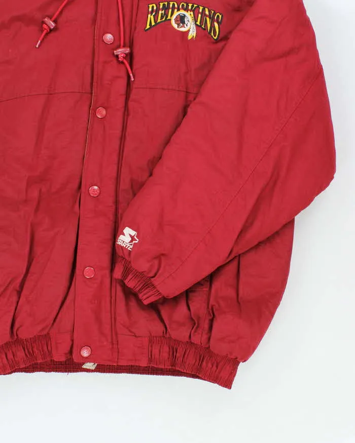 Vintage 90's Washington Red Skins Embroidered Hooded Puffer Jacket - L sold by Rokit product image thumbnail 4