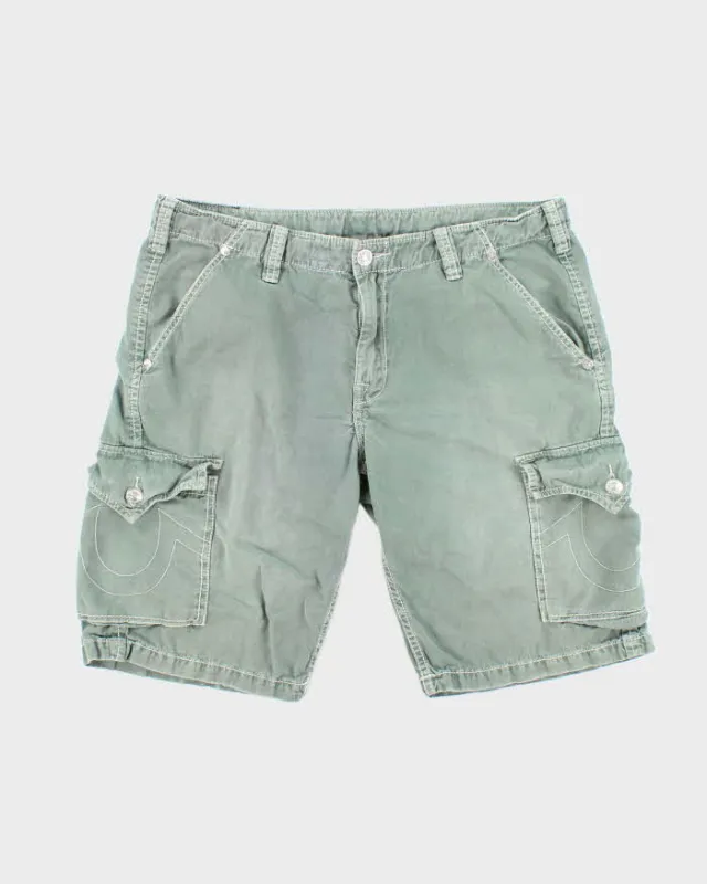 Vintage Y2K True Religion Green Faded Cargo Shorts - W38 L11 sold by Rokit