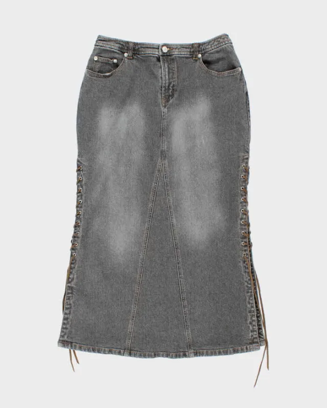 Vintage Y2k 00s Lace-up Denim Skirt - S made by Rokit