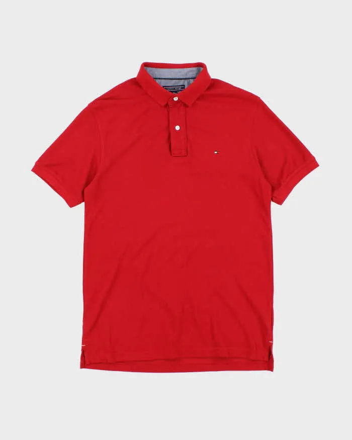 00s Tommy Hilfiger Red Polo T-Shirt - L sold by Rokit