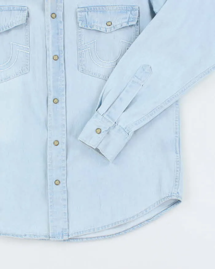 Vintage Y2K True Religion Ultra Light Wash Snap Button Denim Shirt - XL sold by Rokit product image thumbnail 4