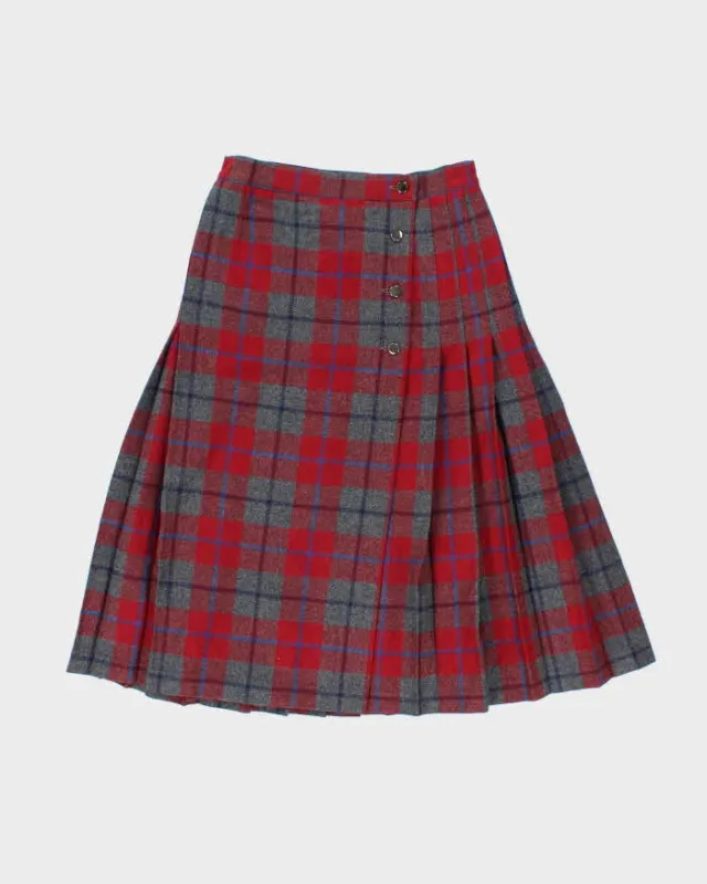 Vintage Sportmax By Max Mara Checked Pleated Wool Skirt - XS sold by Rokit