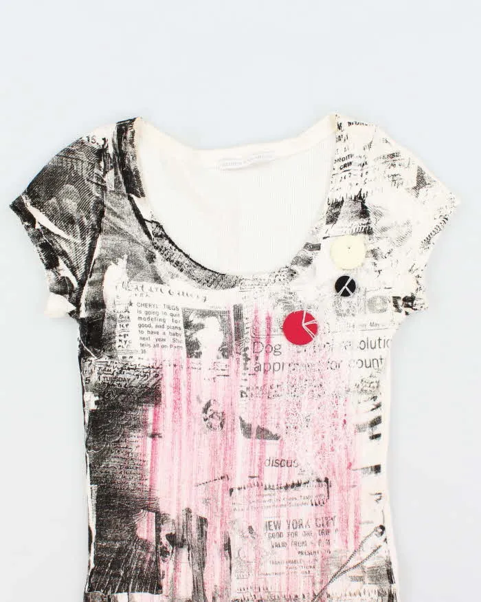 Vintage Y2k 00s Didier Parakian Newspaper Print Button Top - S sold by Rokit product image thumbnail 3
