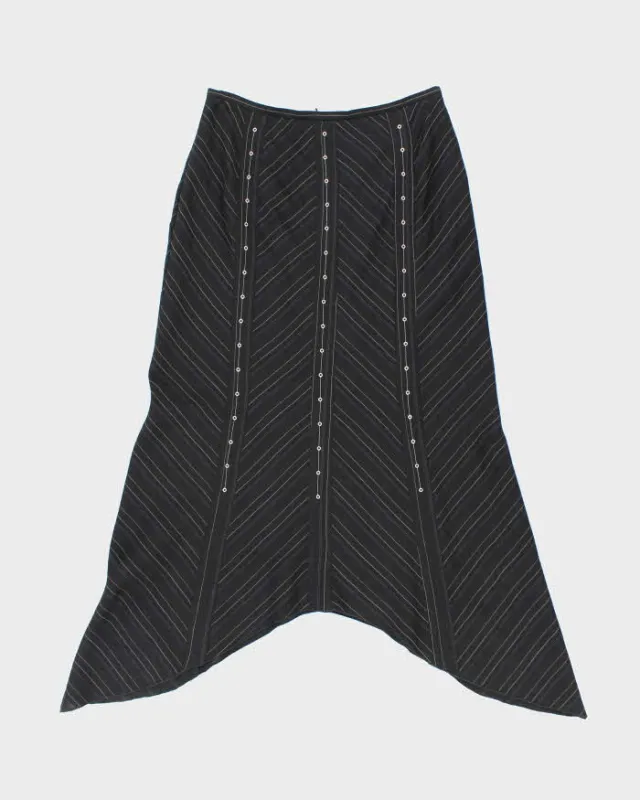 Y2k 00s Tristan & Iseut Pinstripe Patterned Asymmetrical Skirt - W27 sold by Rokit