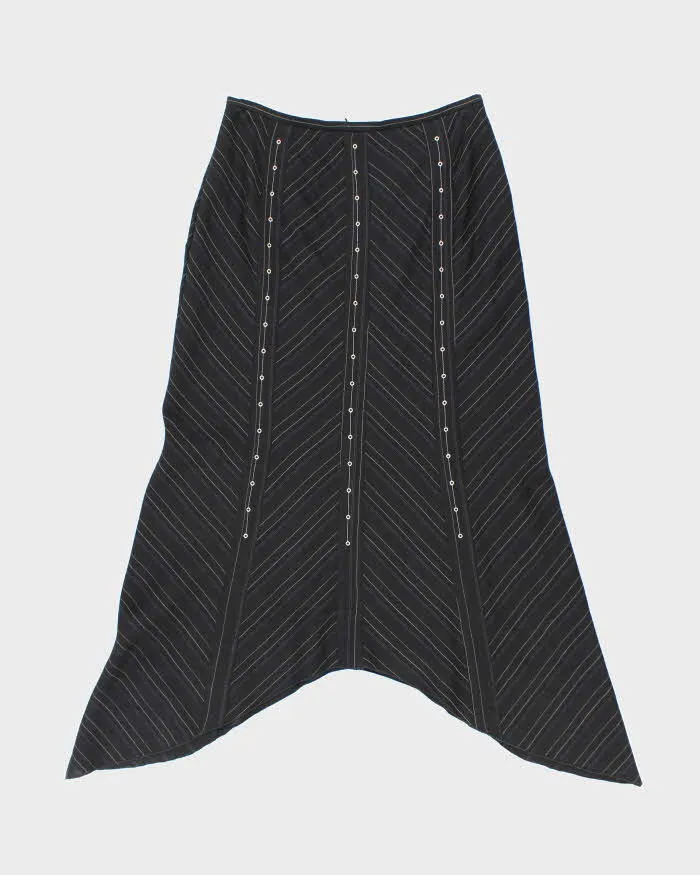 Y2k 00s Tristan & Iseut Pinstripe Patterned Asymmetrical Skirt - W27 sold by Rokit