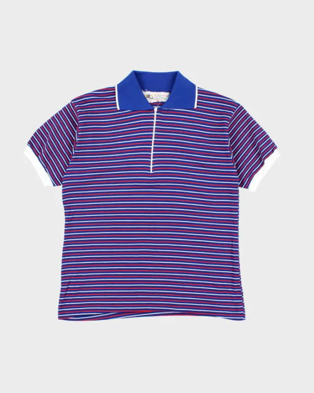 Vintage 80's KP Striped Quarter Zip Polo Shirt - L sold by Rokit