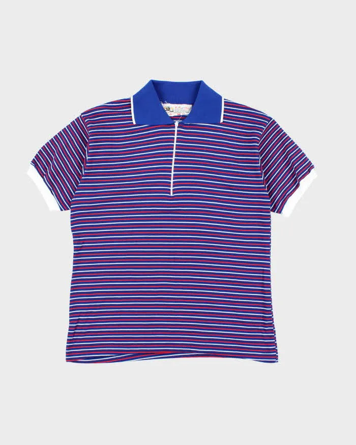 Vintage 80's KP Striped Quarter Zip Polo Shirt - L sold by Rokit