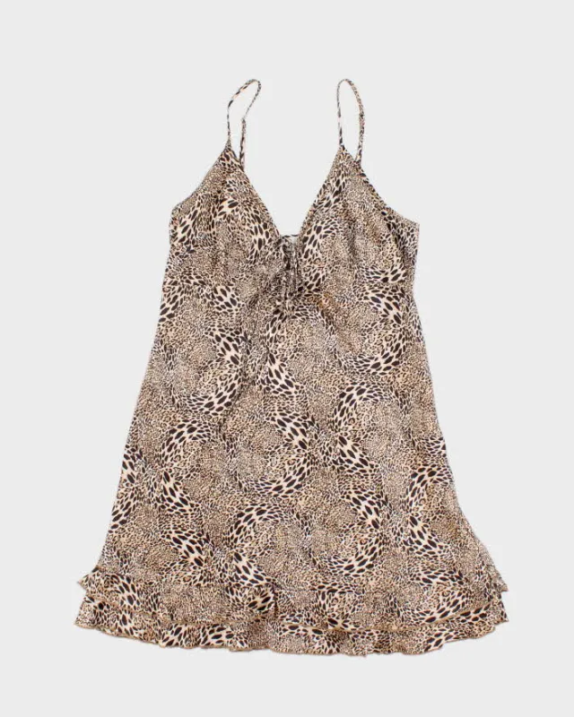 Vintage Y2k 00s Teccia Silk Leopard Print Dress - S sold by Rokit