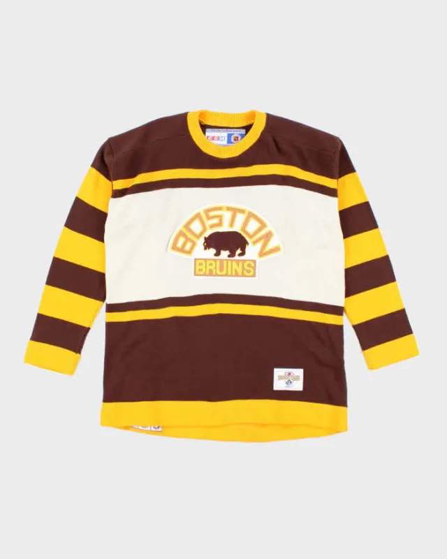 Vintage 90's CCM Boston Bruins Striped Long Sleeve Knit Jumper - L sold by Rokit